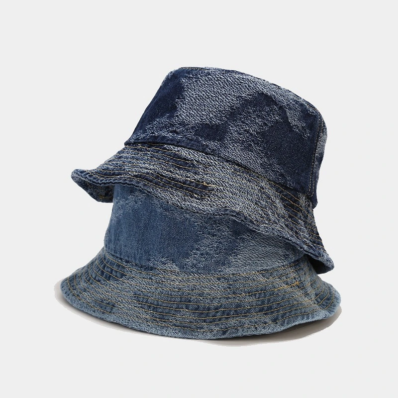 New Outdoor Sun Visor Retro Washed Denim Fisherman Hat Men and Women Trend Street Simple Solid Color Bucket Hat