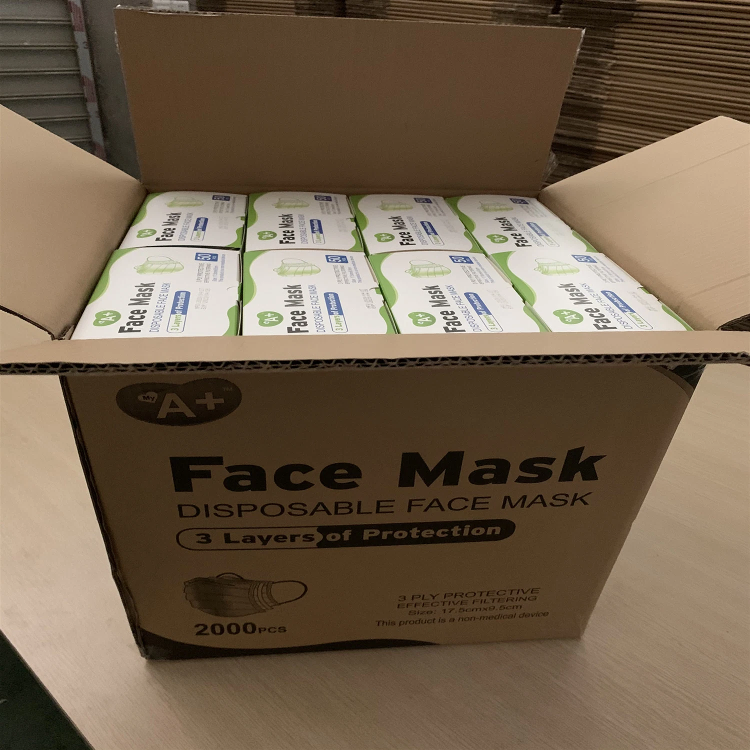 Disposable My-a+ Brand 3 Ply Face Mask Respirator From Direct Factory