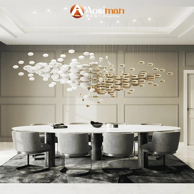 Modern Crystal Chandelier LED Lamp Clear Glass Bubble Ball Pendant Light