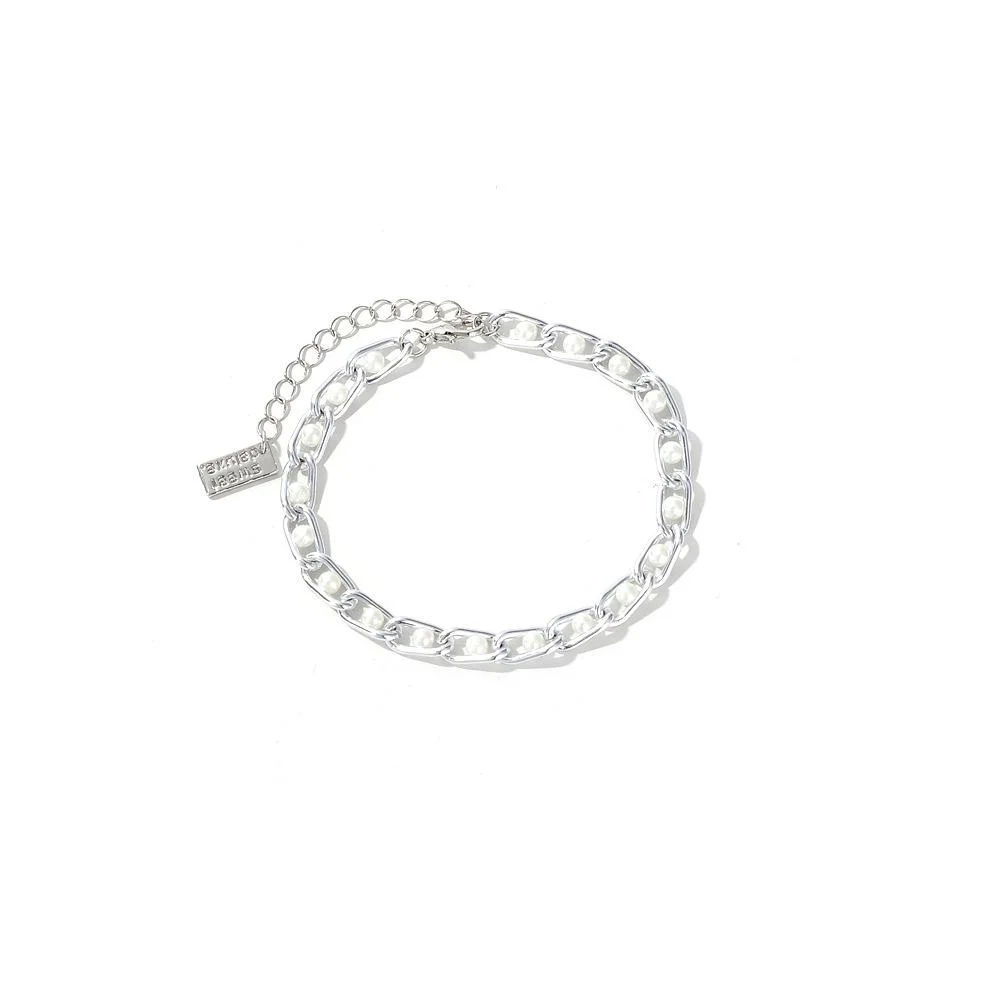 Moda fresco estilo luxuoso de imitação de Pearl bracelete de metal para as mulheres Lady