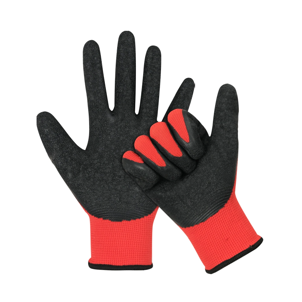 China Anti-Slip Garden/Construction/Industrial Crinkle Latex/Rubber/Polyester Coated Wholesale Price Guante Safety Work/Working Gloves