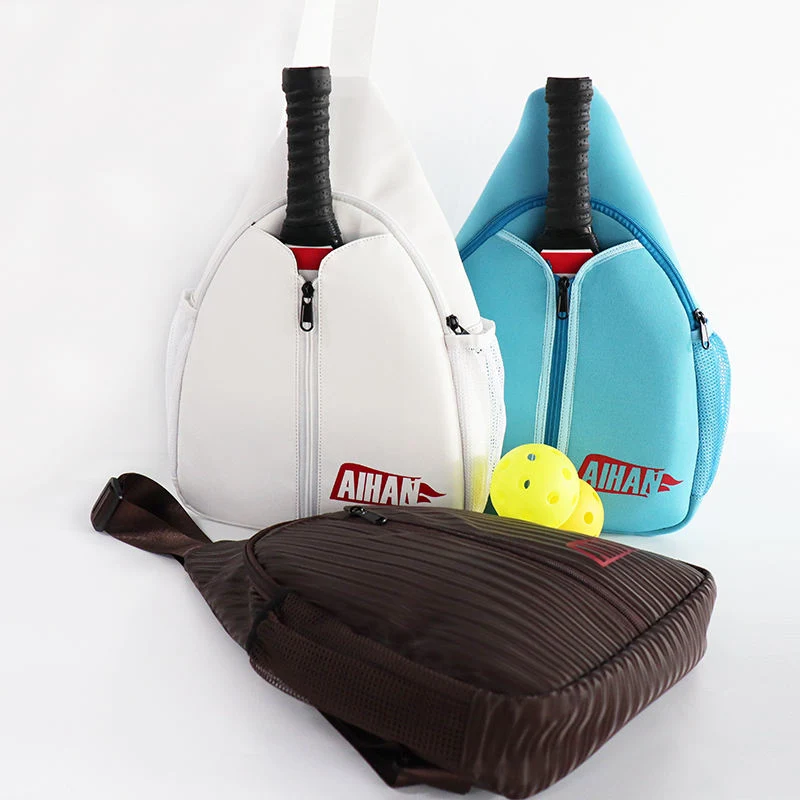 Pickleball Bag Adjustable Pickleball Sling Bag for Women Men Tennis Pickleball PU Paddle Carry Bag