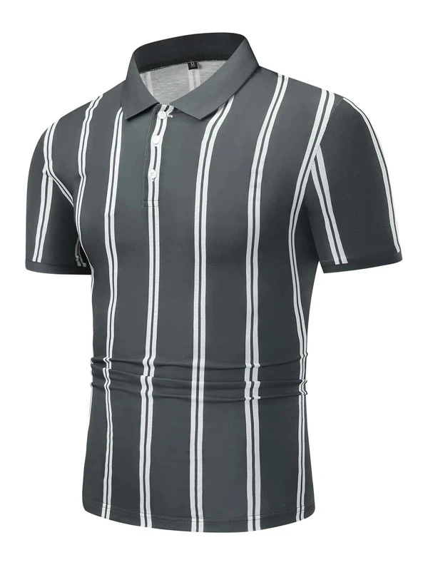 OEM Short Sleeve Stripe Mens Custom Polo Shirt