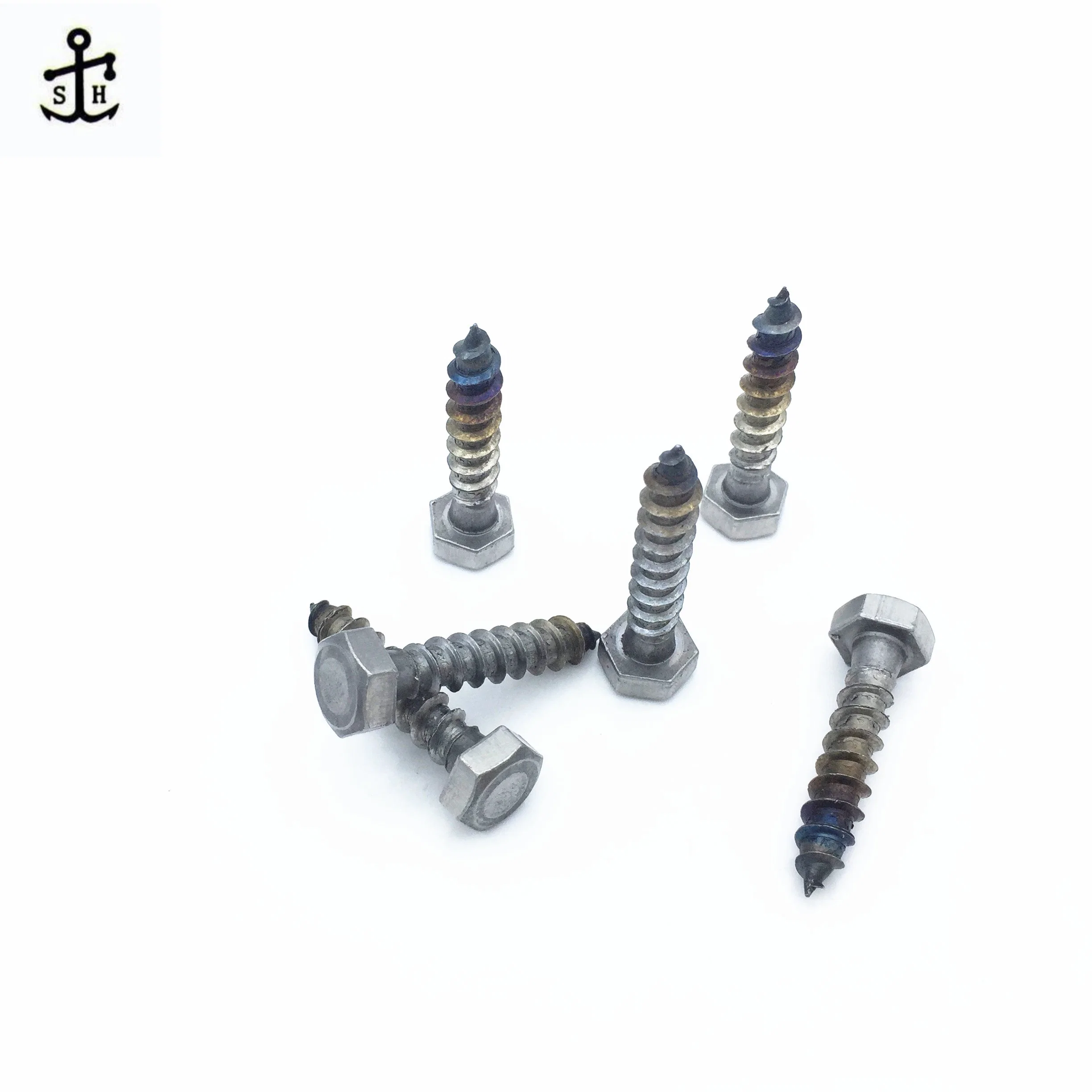 DIN571 M5 M6 M8 M10 M12 Galvanized Steel SS316 Self Tapping Hex Hexagon Head Wood Screws for Furniture Made in China