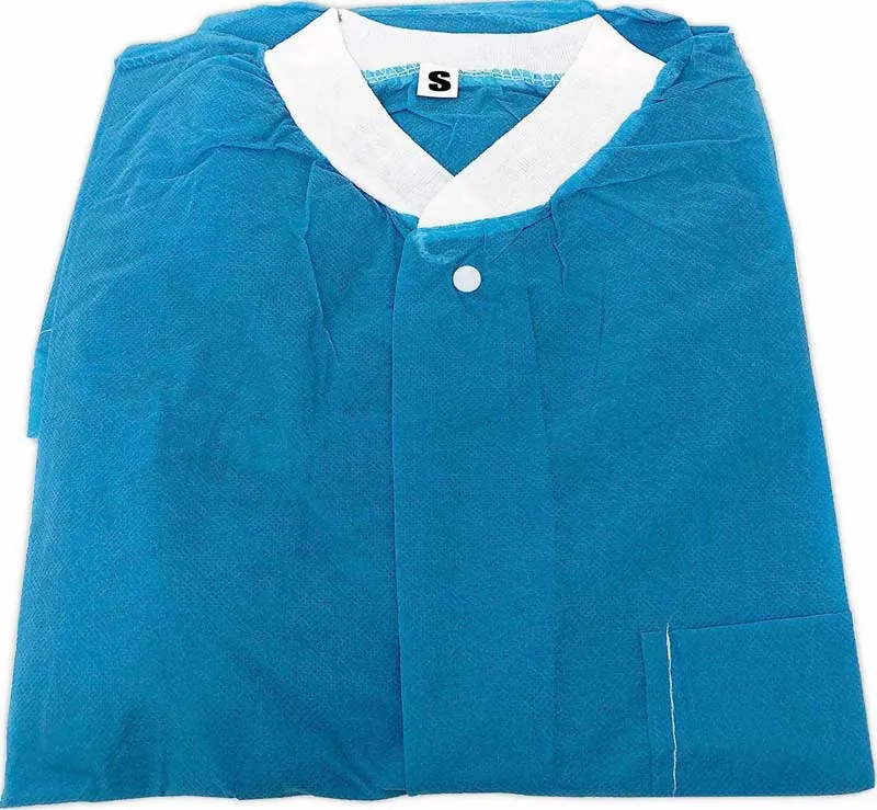 Wholesale/Supplier Nonwoven White Medical PP Cheap Disposable Surgery Lab Coats with Pockets