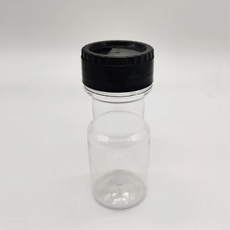 150ml Pet Plastic Bottle with Black Screw Cap for Spices Bottle Packaging