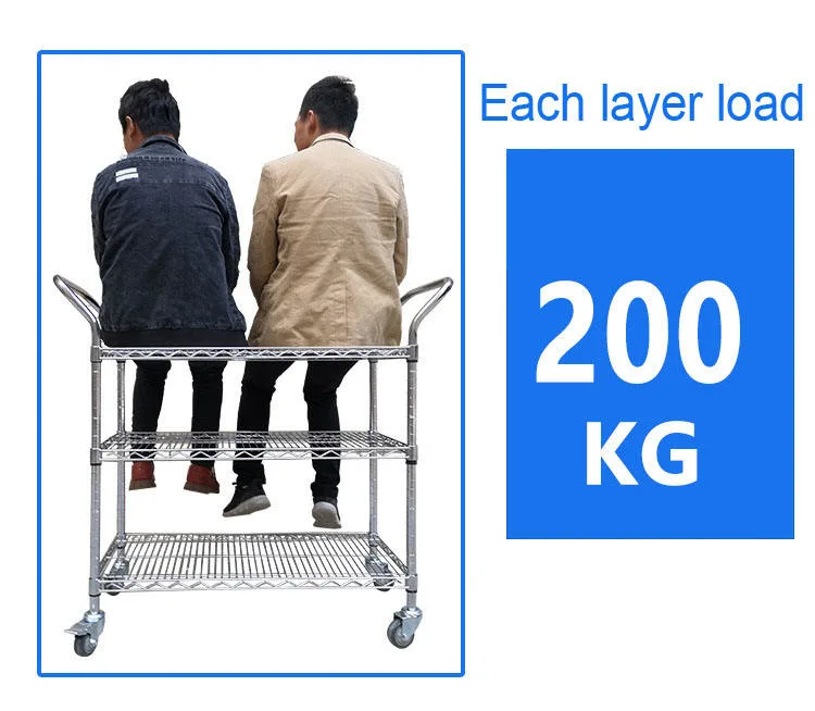 Factory Supply 3 Tier Platform Wire Shelf Attractive Price Wire Shelf Rack Sliding Shelves Trolley Cart