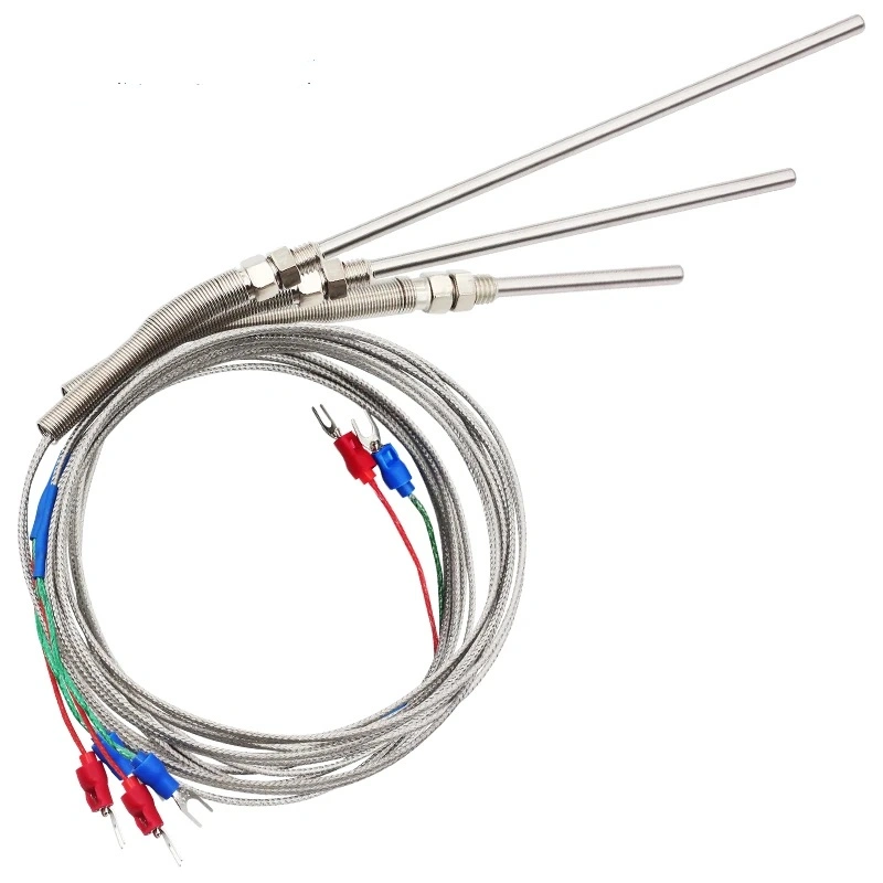 High Quality PT100 PT1000 Rtd Temperature Sensor Thread M8 3 Core 1 Meter Wire Thermocouple Probe