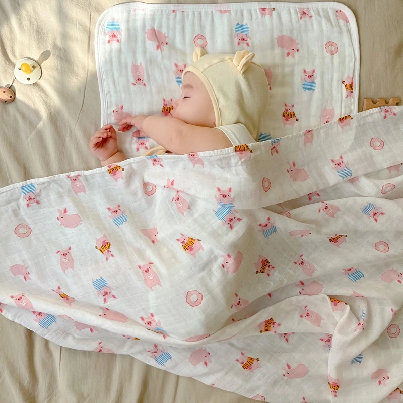Muslin Baby Blanket 2 Layer Newborn Organic Bamboo Cotton Baby Blanket