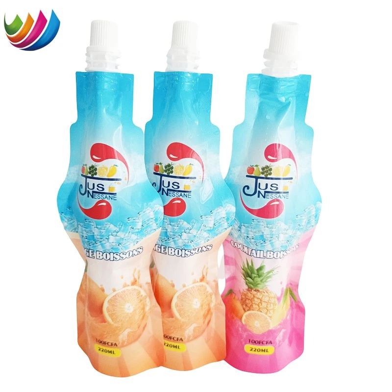 220ml Customized Spout Pouch Bags Special Shaped Fruit Juice Stand up Packing Bags