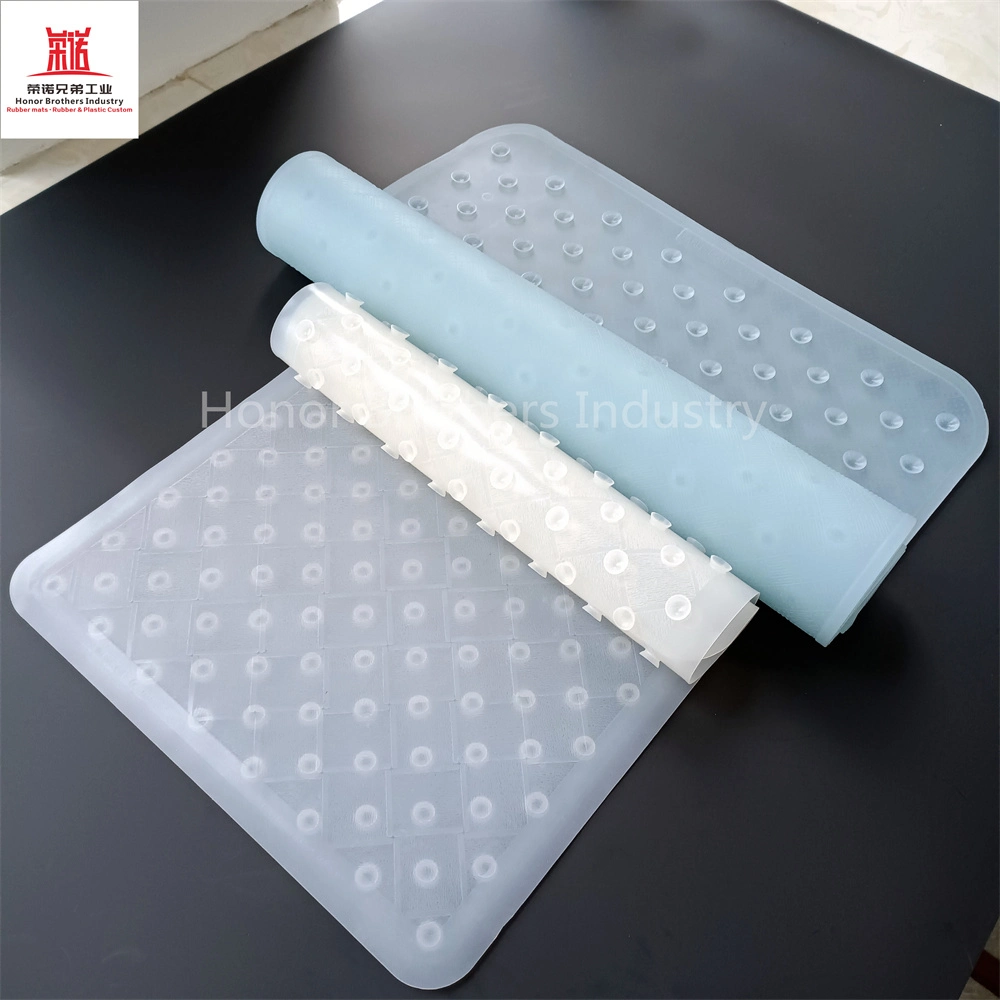 Custom Clear Anti-Slip Silicone Bathtub Mat, Transparent Non-Slip Mat for Tub