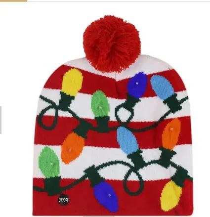 Christmas Hat LED Light-up Sweater Knitted Santa Hat Christmas Gift