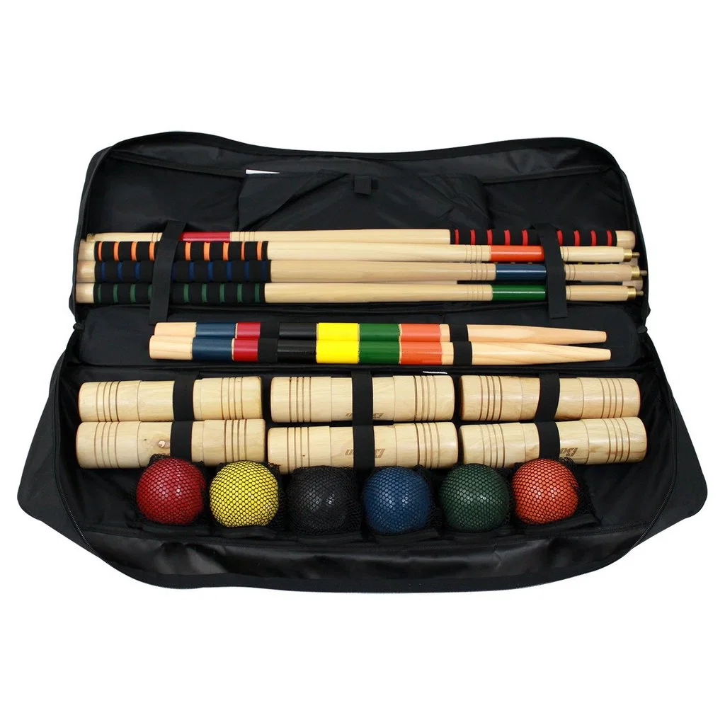 Professional Croquet Set with 6 Mallets for Outdoor Lawn Games