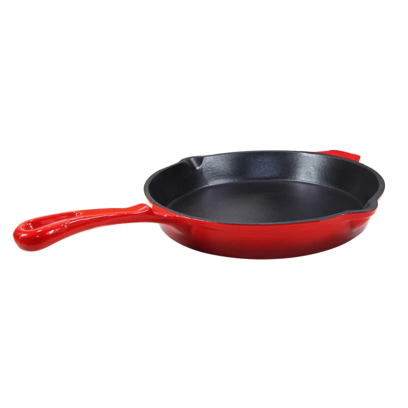 2023 New Arrival 10" 26cm Round Red Enamel Cast Iron Frying Pan Frypan Fry Pan Cast Iron Skillet