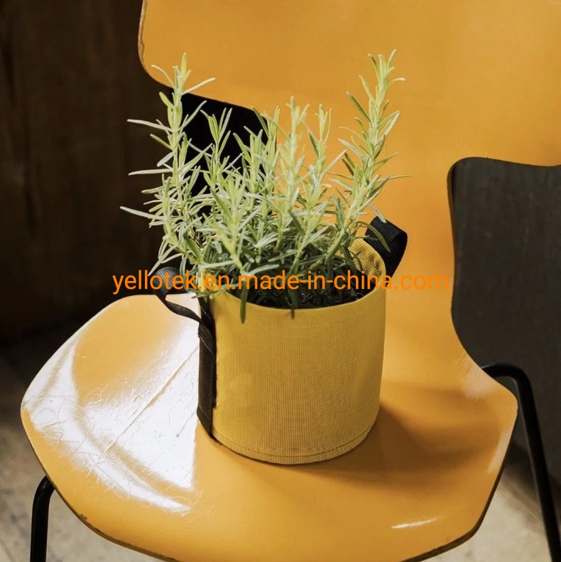 Round Colorful Tear Resistant Double Layer Canvas Fabric Pot with Handle for Urban Farmer Plant