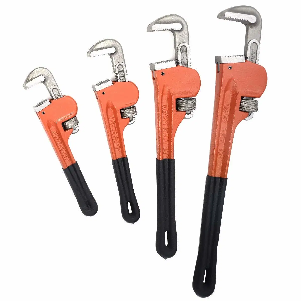 Adjustable 8" 10" 14" 18" Heavy Duty Pipe Wrench Set Monkey Heat Treated