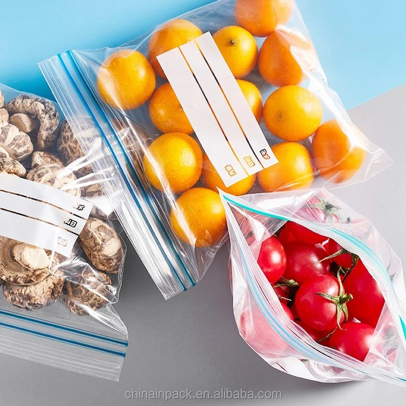 Customized Reclosable Food Packing Clear Ziplock Plastic PE Double Zipper Bag Freezer Zip Lock Bags