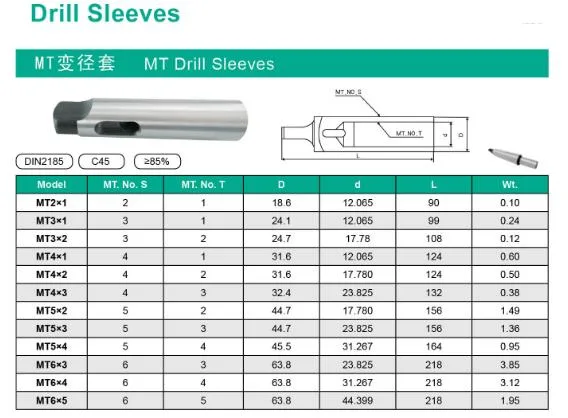 Mt5-5 CNC Lathe Parts Extentsion Morse Taper Reducer Sleeve Extra Long Mt Morse Taper Adapter Tools