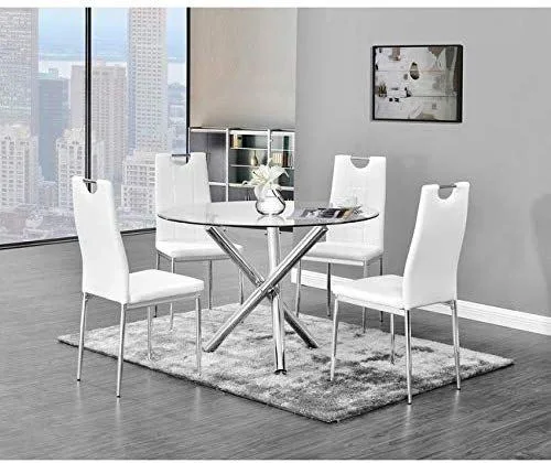 New Design Modern Unique Factory Wholesale/Supplier Contemporary Black Glossy Glass Top Simple Style Round Dining Table