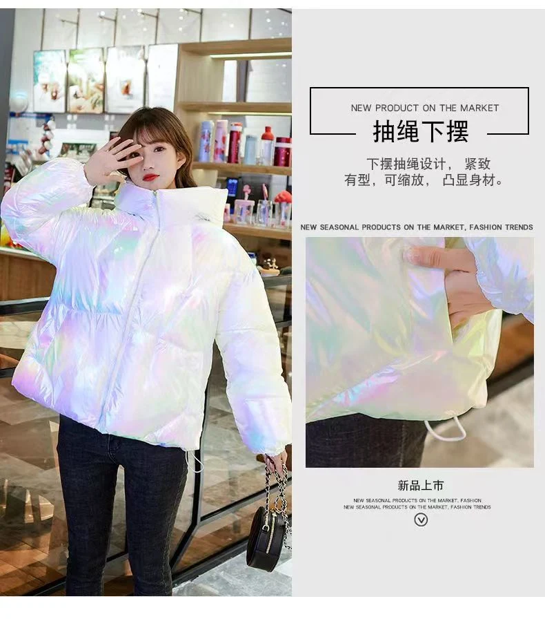 Manteau en coton brillant et coloré, le nouveau coton matelassé ample et plus épais.