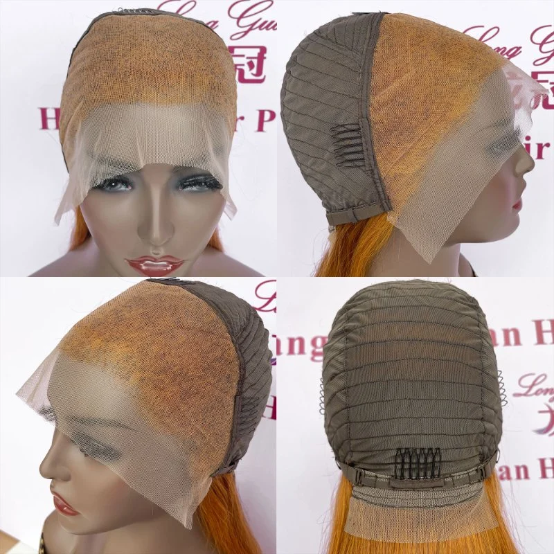 امتداد الشعر الطويل لموجة برتقالية من نوع GingerOrange الخط و 13X4 Lace Front Wigs