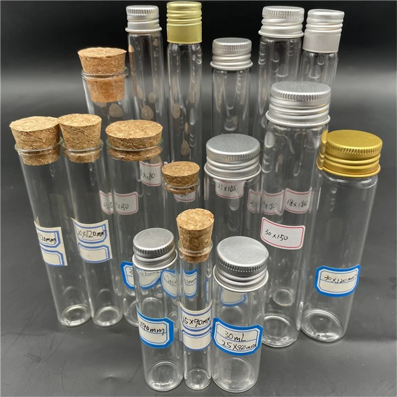 Lab and Medical Flat Bottom or Round Bottom Glass Test Tube with Aluminum Screw Cap