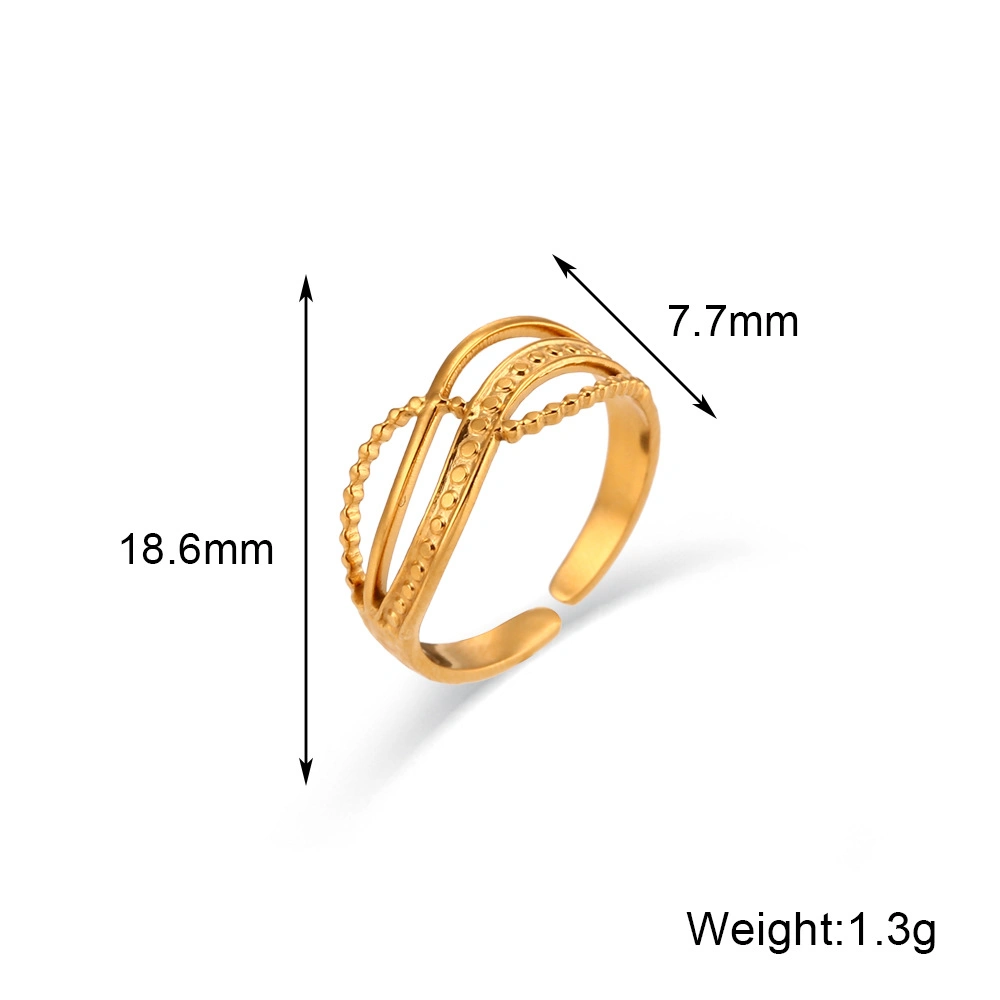 Mayorista Moda Joyas de Lujo Acero inoxidable chapado en oro 18K Inset Zircon anillo ajustable Joyería para mujeres