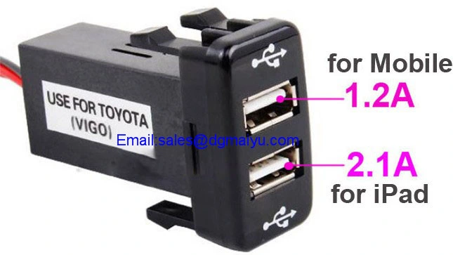 2.1A USB doble toma de corriente para Smart Phone PDA iPad iPhone cargador para Toyota Vigo