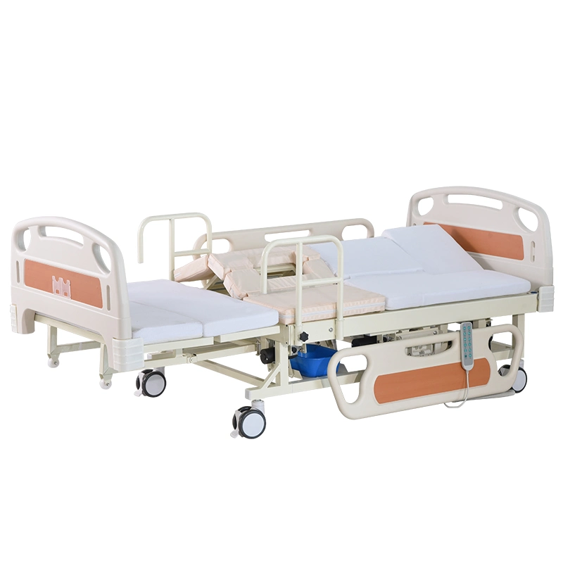 Electric Multiple Functions Adjustable Nursing Bed on Casters with Drainage Hole for Medical and Intenstive Care Hospital Furniture Hospital Equipment - E