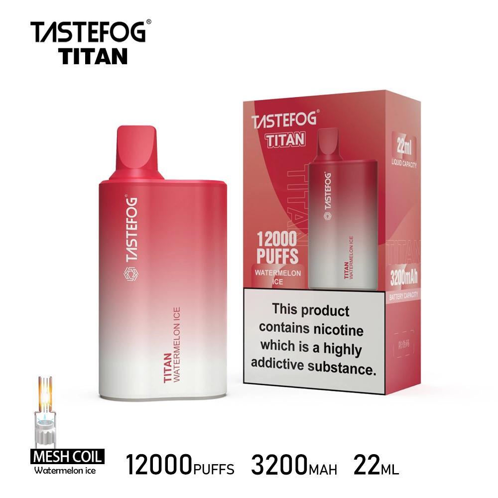 Original Tastefog VAPE Titan 12000 Puffs 3200 mAh Caja desechable VAPE no hay necesidad de cargar.