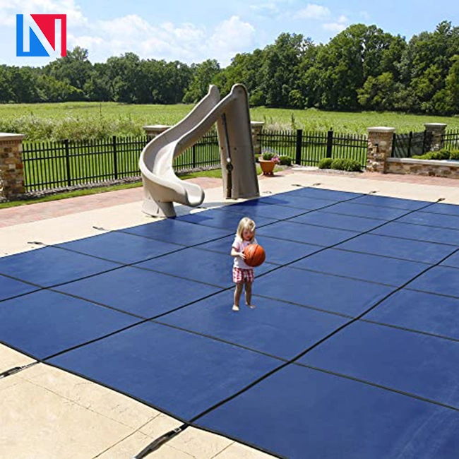 Blue Solid Safety Swimming Pool Cover PP Mesh Pool Cover