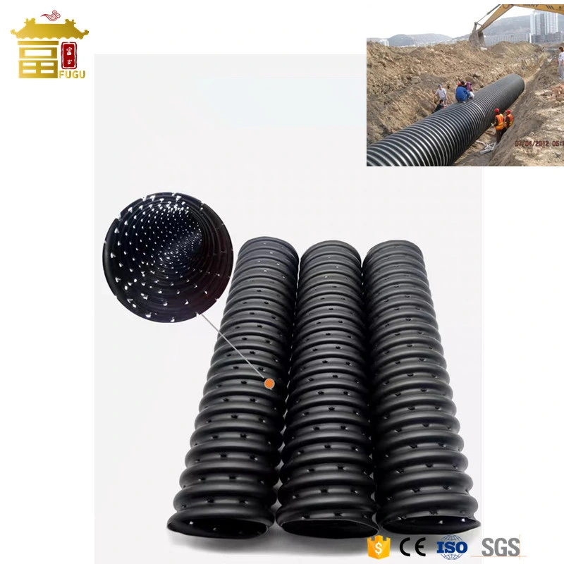 Tunnel Highway Landscaping HDPE Perforated Corrugated Drain Pipe