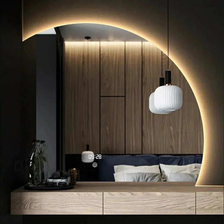 Makeup Arch Mirror with LED Lights Wall Mirror with Gold Frame Smart Sensing Bathroom Mirror