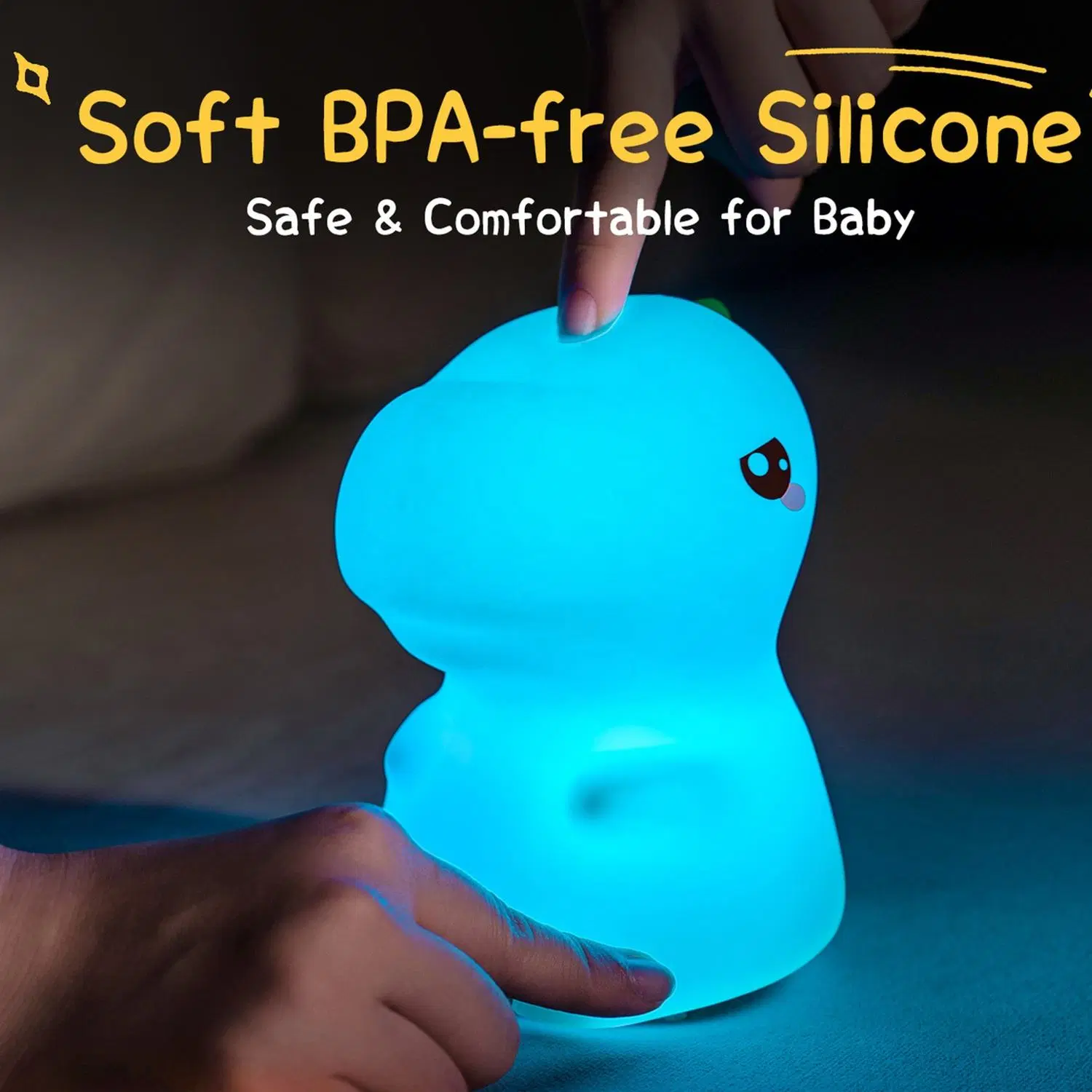 USB Rechargeable Battery Silicone Dinosaur Room Decor for Boys Night Light Lamp