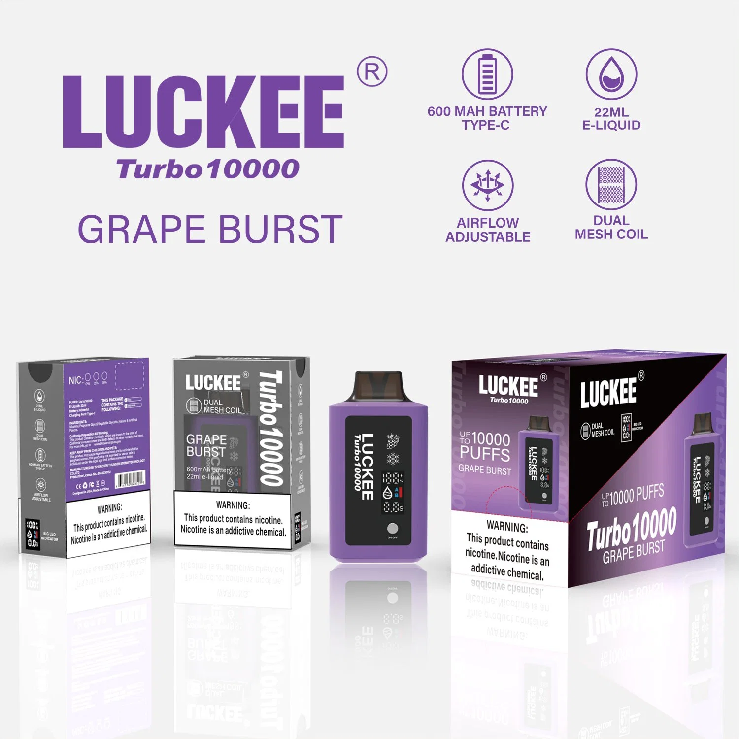 Luckee Original Factory Miracle Vapes LED Dual Mesh Coil 10000 Puff E Прикуриватель, одноразовый, обезьяна