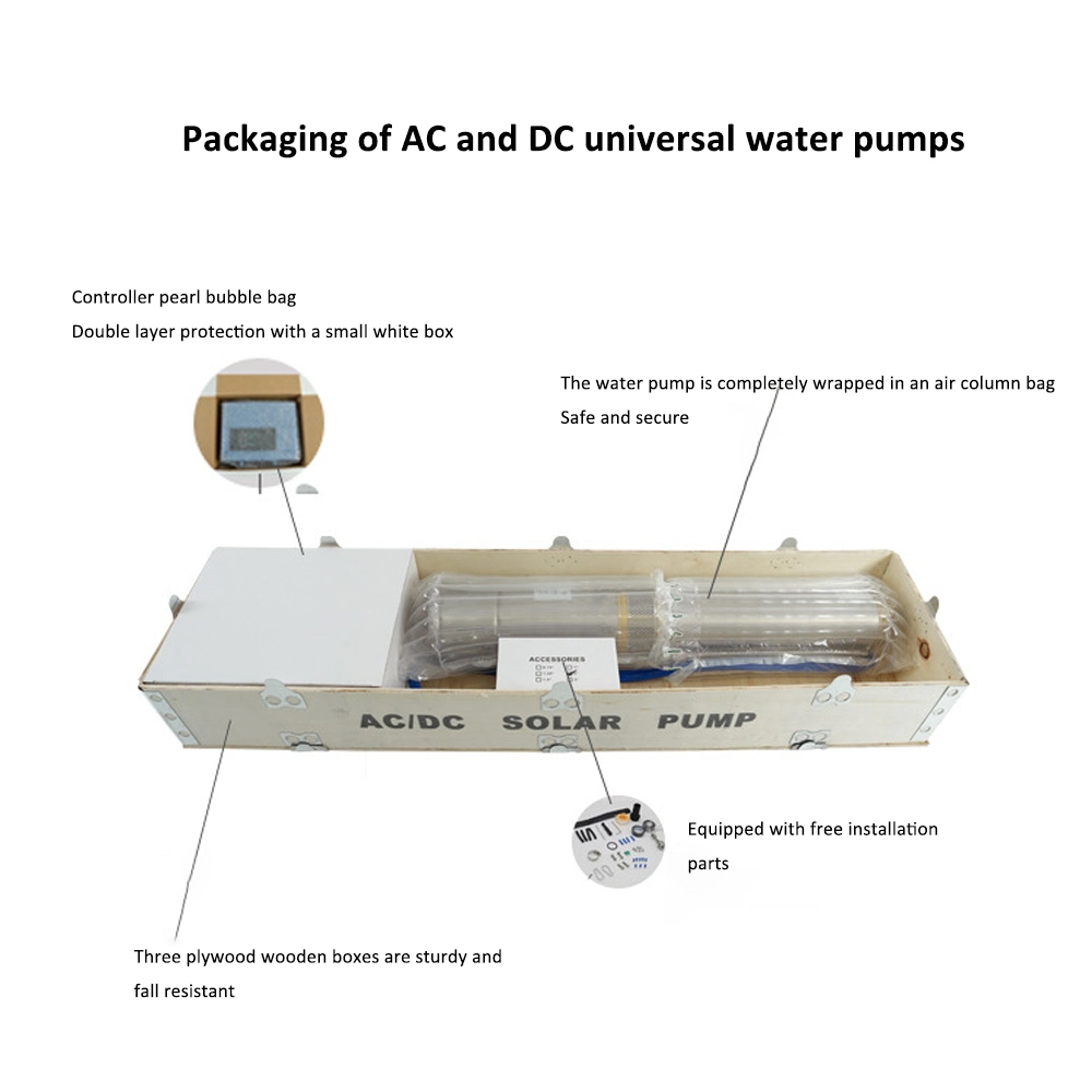 High Pressure 24V 48V 72V 110V 3 Inch 2HP 3HP 10HP DC Solar Deep Well Pump Submersible Pump Solar Water Pump for Agriculture