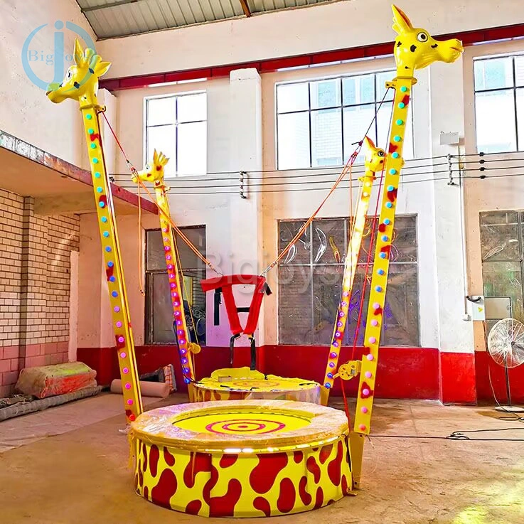 2022 Newest Cartoon Single Player Giraffe Bungee Trampoline for Children