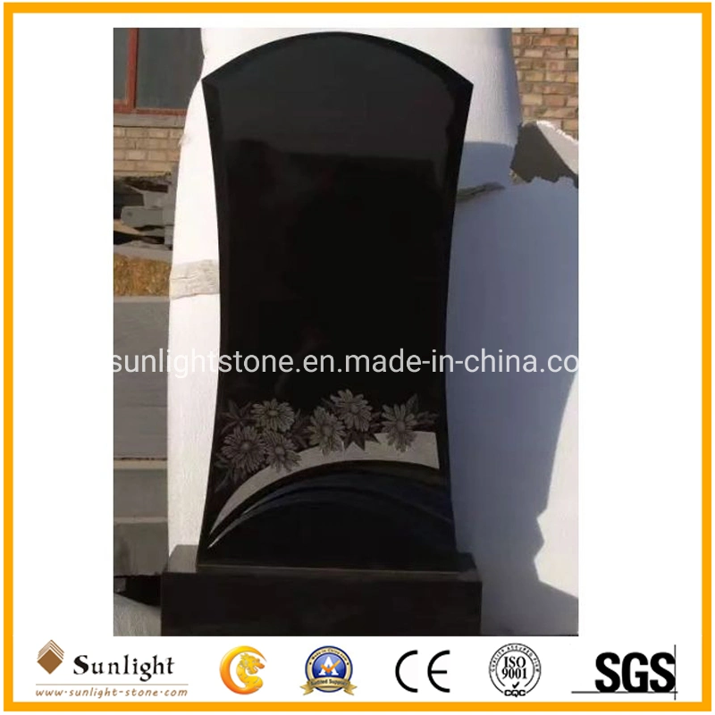 China Tombstone Monument Hersteller Russian Style Absolute Black Hebei Black Granite Monuments