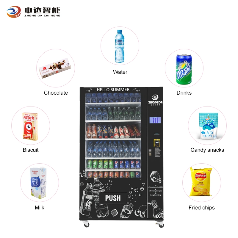 New Design Automatic Touch Screen Cold Drinks and Snacks Vending Machines