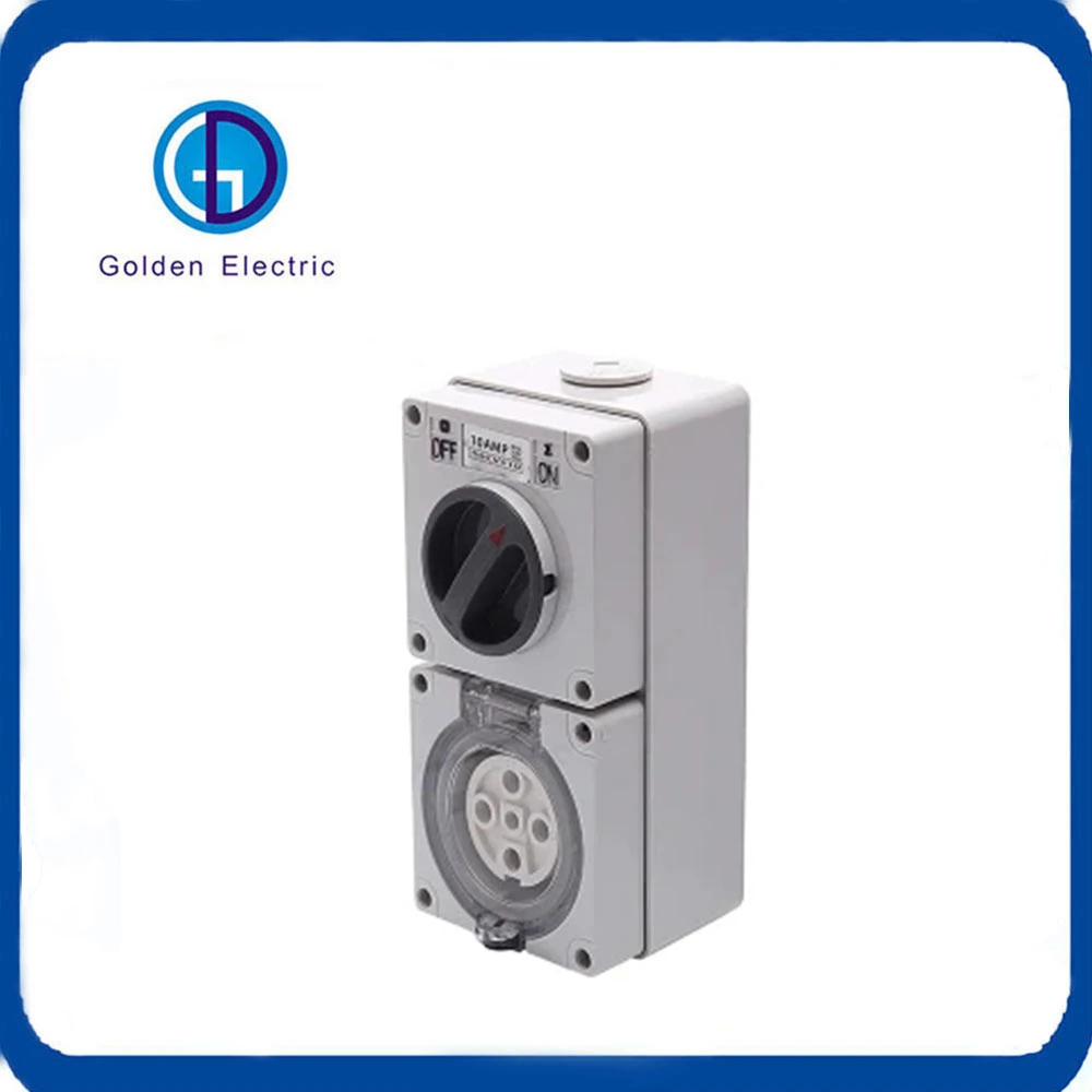 5pin 10A 20A 32A 40A 50A Industrial IP66 Combination Surface Switch Socket Outlet Electrical Switchgear