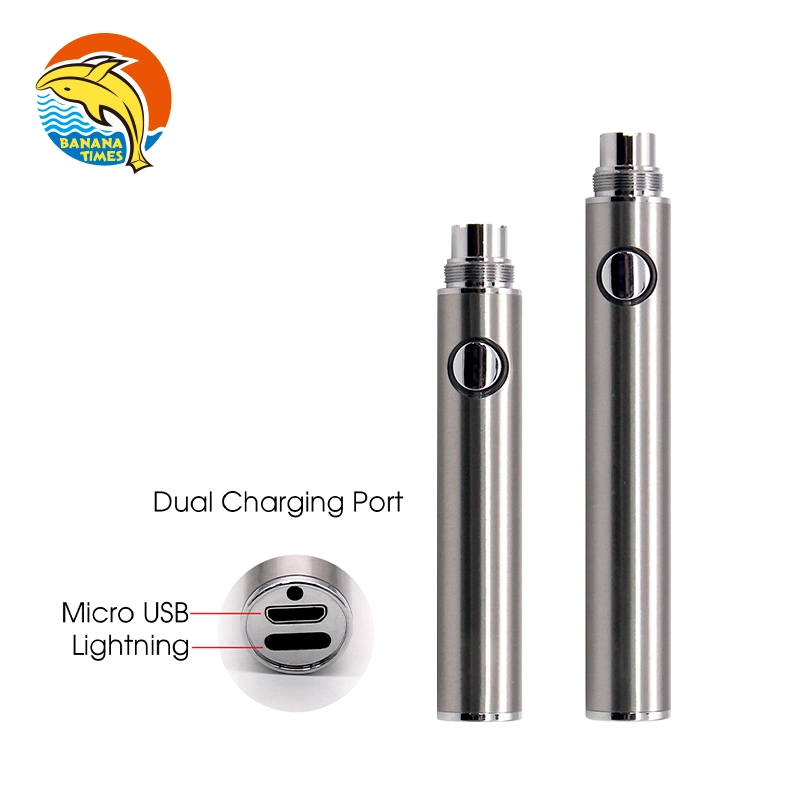 Preço de fábrica bateria de 510 fios Vape Hash Rosin óleo grosso Caneta de vaporizador logótipo personalizado porta de carregamento dupla USB-C 650 mAh 510 Bateria do cartucho