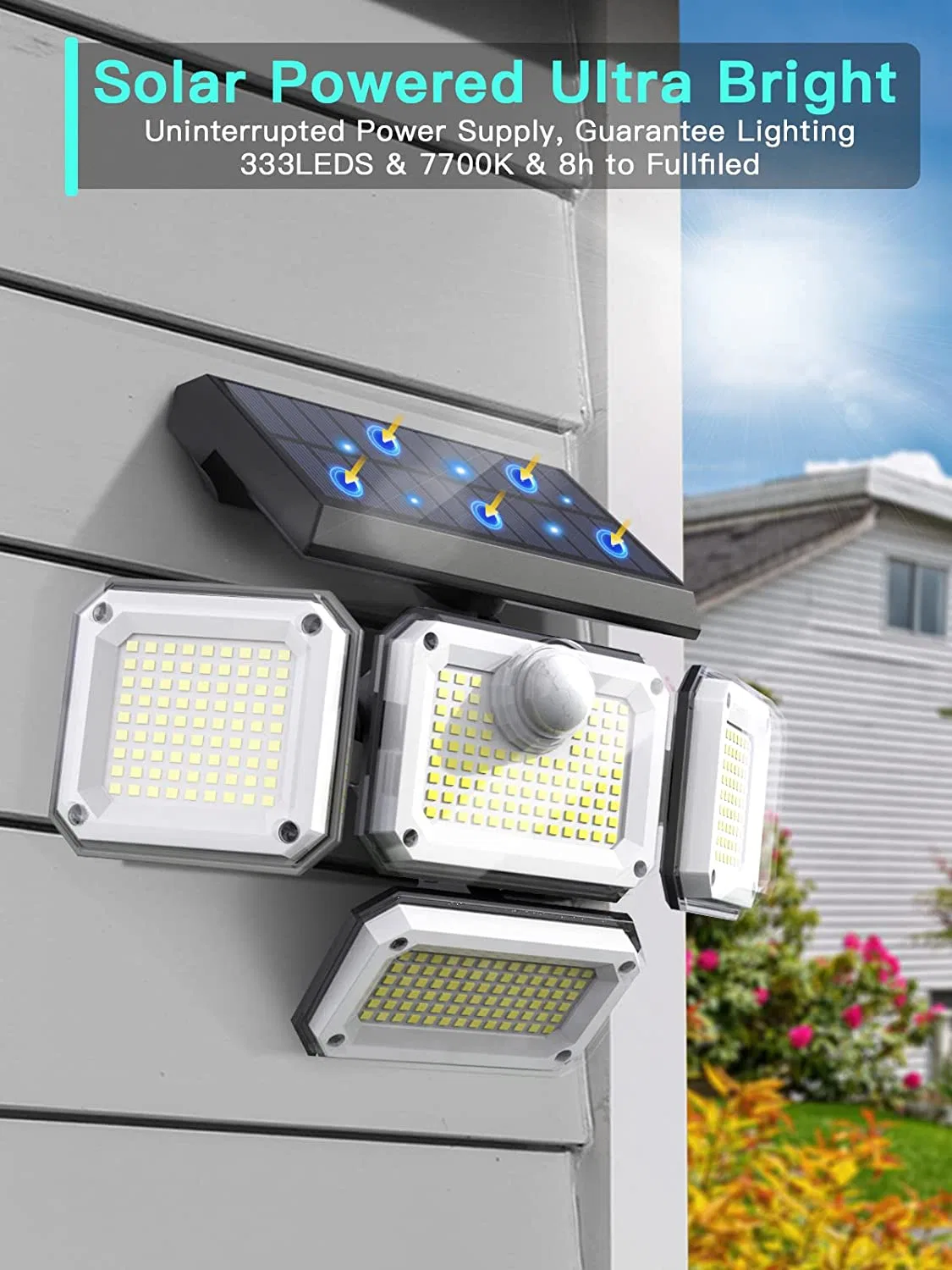 Nova luz do sensor de movimento solar para o exterior do jardim da casa