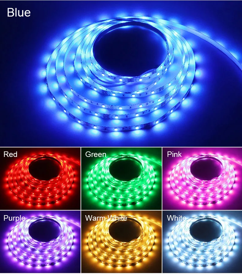 USB LED Strip Light SMD 5050 RGB Colorful DC 5V Flexible LED Light Tape Ribbon APP Waterproof TV Background Lighting