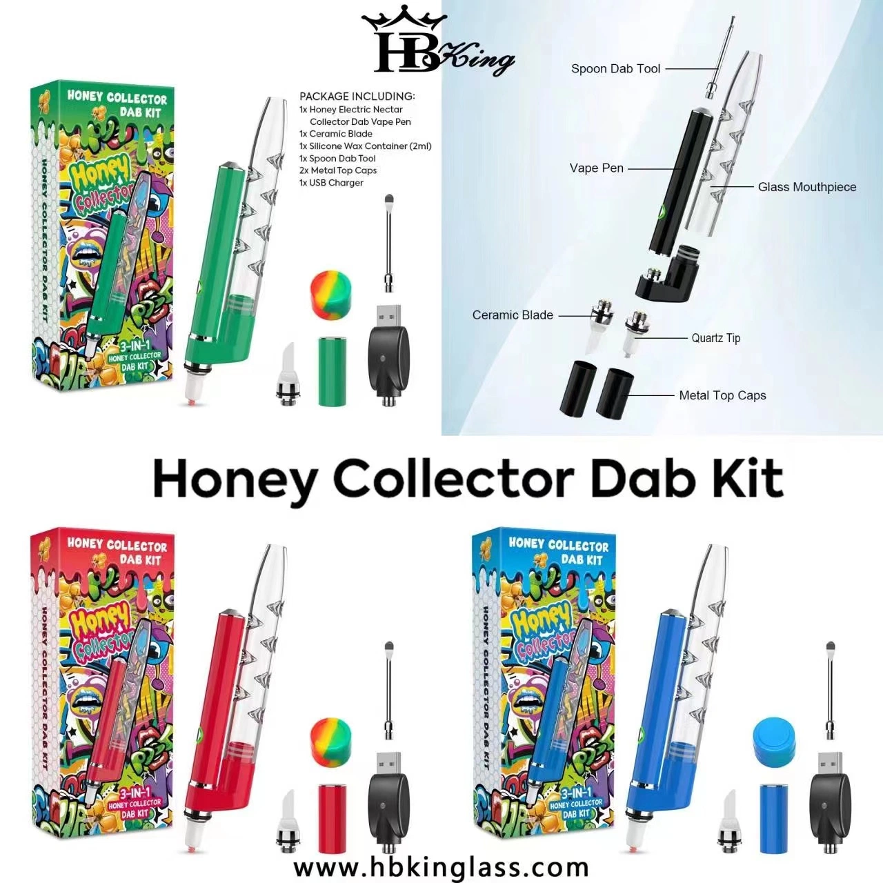 Hbking Honey Collector DAB Kit vape VAPE Pen 510 batería Vaporizador E batería de cigarrillos de fumar Kits