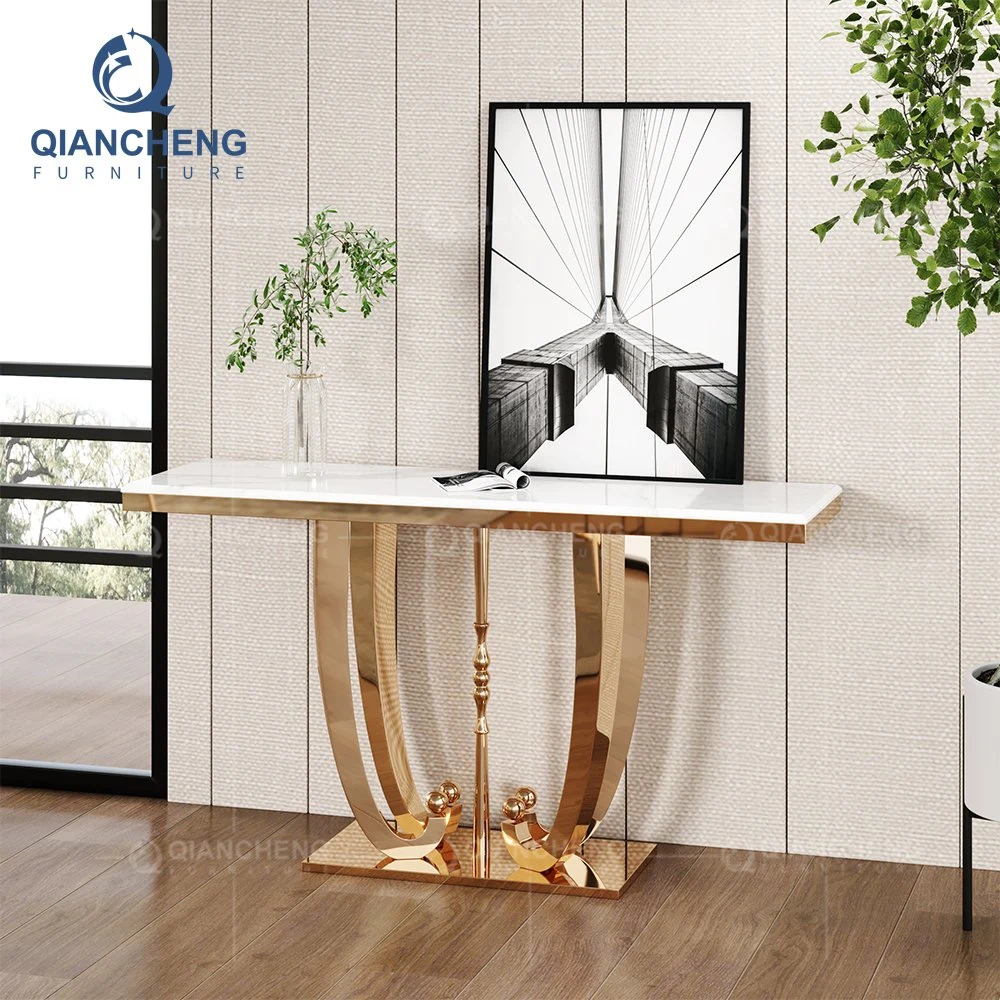 Quickly Deliver Five Star Living Room Side Gold Metal Frame Console Mirror Console Table