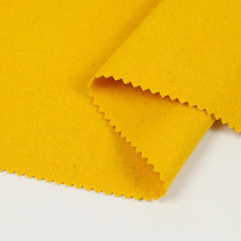 Melton Wool Plain Rayon Yellow Woolen Melton Fabric for Coat Trousers