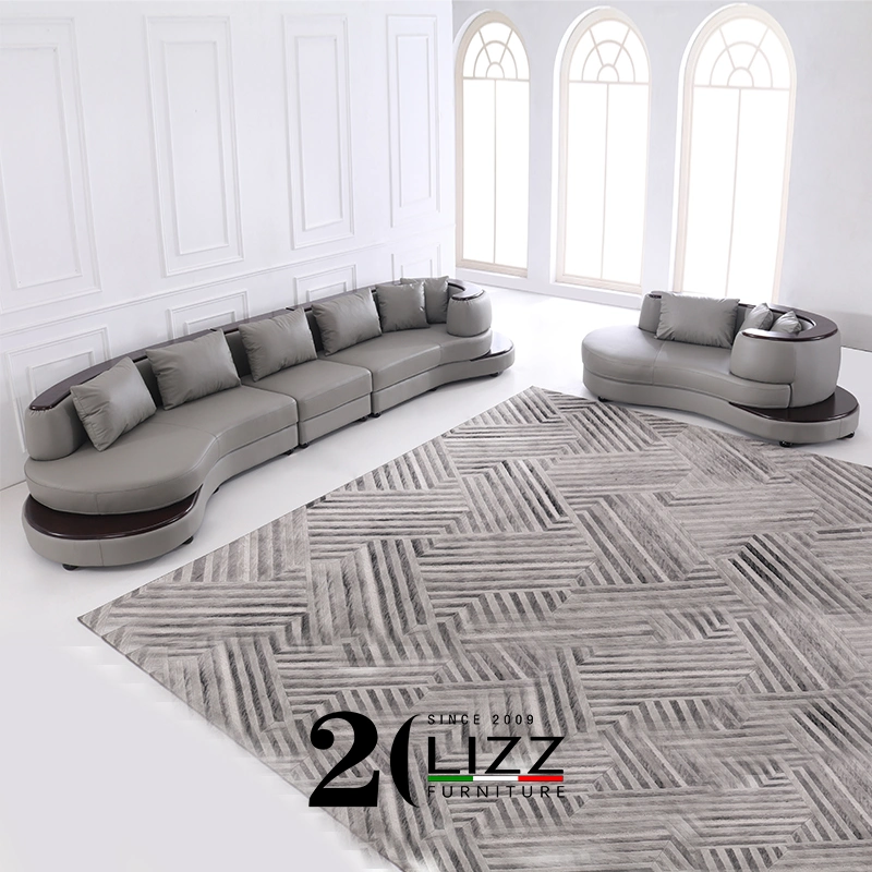 Nuevo y moderno mobiliario de salón, salón italiano de cuero, juego de sofás