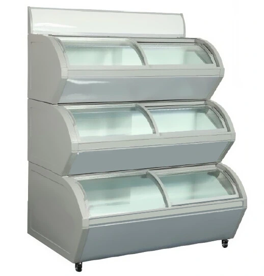 3 Lyers Helice Cream Congelador Refrigerado Gelato Display Showcase para Comercial