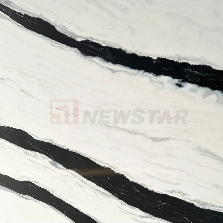 Polished Panda White Quartz Marble Veins Chine en gros Pierre de Quartz Blanc en placage.