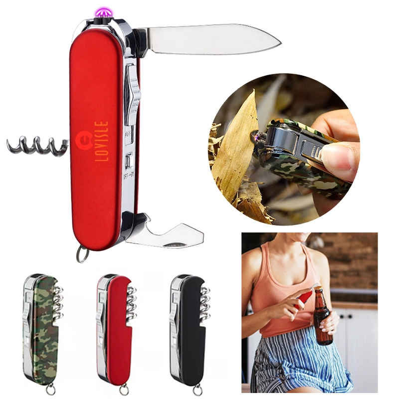 Metal Knife Multifunctional Style USB Electronic Chargeable Lighter Cigarette Windproof Lighter